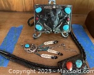 wwestern belt buckle bolo tie pendant2311 t