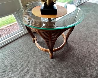 Glass and Rattan Table