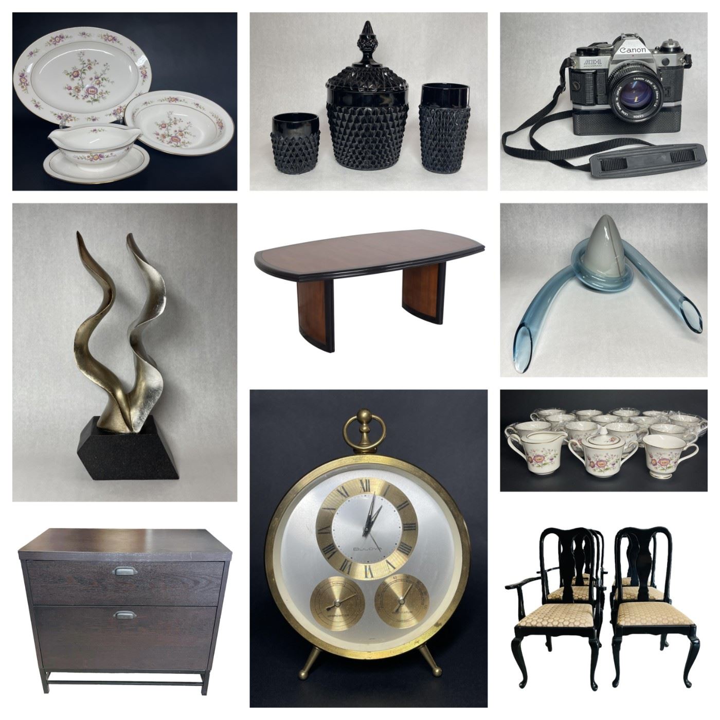 Nintendo Game Boys, Sega Game Gear Consoles, Games, Traxxs Monster Truck, Portable Icemaker, Foreign Coins, Double Pedestal Dining Table, Canon AE-1 Film Camera, Signed Glass Sculpture, Cigarette Injector Machine, Bulova Weather Station Clock, Pen Sets & More.