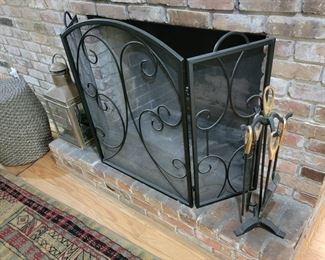 Fireplace screen & Tools