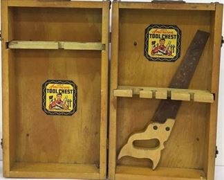 Vintage Wood AMERICAN Toy 
Tool Chest(Inside)