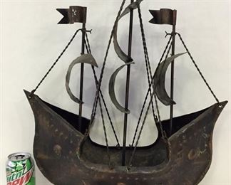 Vintage Brass Ship Display