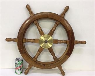 Vintage Wood Boat Steering Wheel (D-17in)
