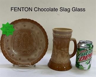 Fenton Chocolate Slag  Plate &  Stein
