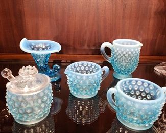 Fenton Glass Aqua Blue Hobnail