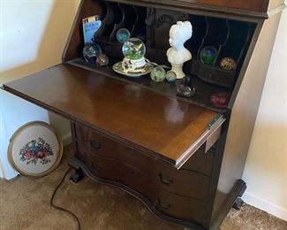 H5 - $175. Claw Foot Secretary measures 38" wide x 18" deep x 82" tall. 