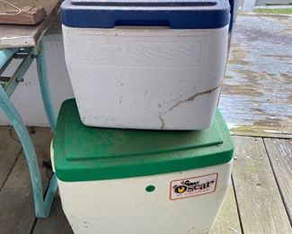 H41 - Blue Lidded Cooler $5. Green Lidded $10. 