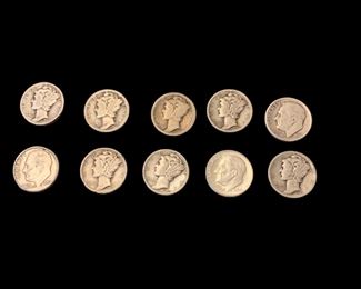 C1 - 10 - Silver Dimes. $3 each. 