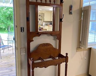 H62- $175. Solid Wood Hall Stand Measures 81" tall x 27" wide x 11.25" deep. 