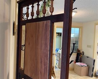 H62 - $175. Solid Wood Hall Stand Measures 81" tall x 27" wide x 11.25" deep. 