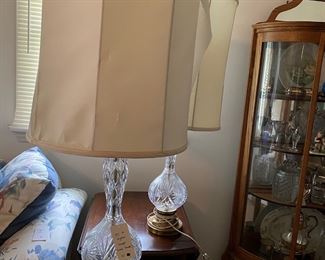 H149 - $50. Pair of Crystal Lamps (need new shades)