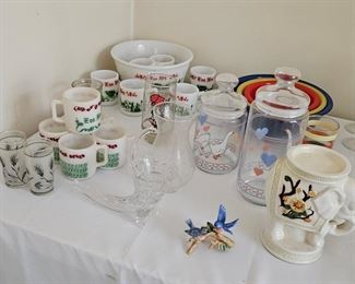 Fire king Christmas milk glass items and others (items sold separately)