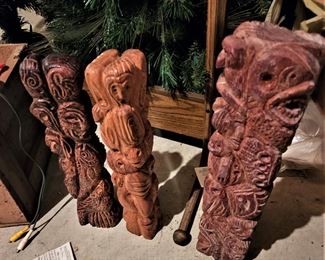 Carved wood spirit posts (items sold separately)