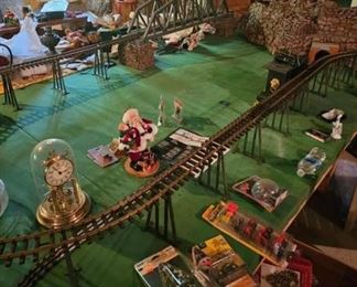 Train garden (it's for sale) and accessories (items sold separately)