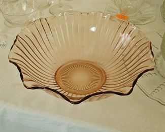 Just added, large pink depression glass bowl.
