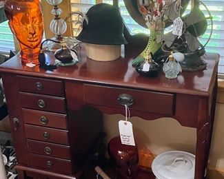 Dressing/jewelry table - Notice the Robbins & Meyers brass blade fan