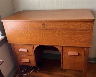 Unusual Byron flip top oak desk