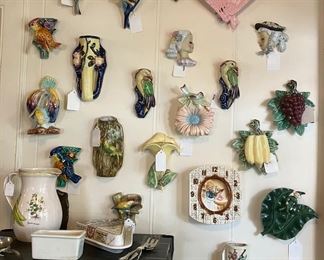 Some of over 200 vintage wall pockets