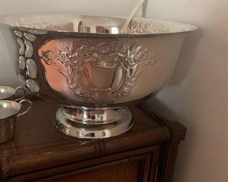 Silver plate punch set.