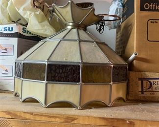 Slag glass chandelier.