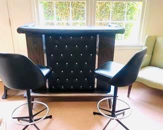 Amazing MCM bar with two swivel stools 