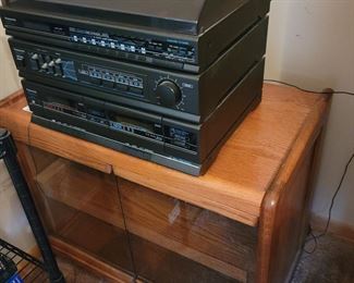 Oak media cabinet and Radio/Cassette/Record player