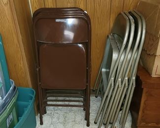 2 sets of 4 Metal folding chairs