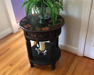 Antique table with paintings. 