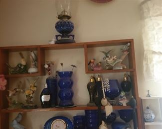 blue glass vases
