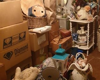 vases, dolls, night stand