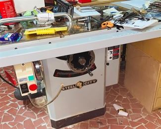 STEEL CITY 5 HP TABLE SAW 75" LONG, 220 VOLTS, $1,500.00, THIS SAW IS IN VERY GOOD CONDITION