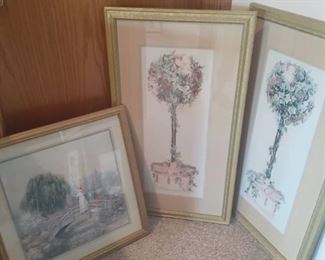 Framed wall decor. Largest is 35x20