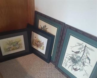Framed wall decor. Largest is 29 x 24