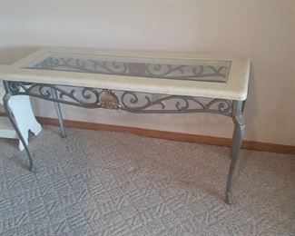 Sofa table with glass top. 26 x 50 x 18. Located in basement  (has walkout)