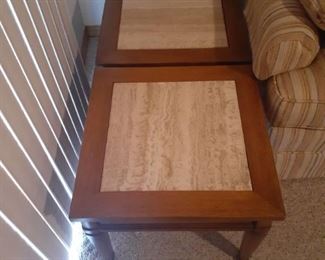 (2) Small, square side tables. 16 x 19 x 19 each