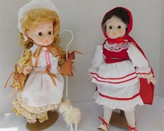 Little Bo Peep & Red Riding Hood Porcelain Dolls (2) - One Plays Music