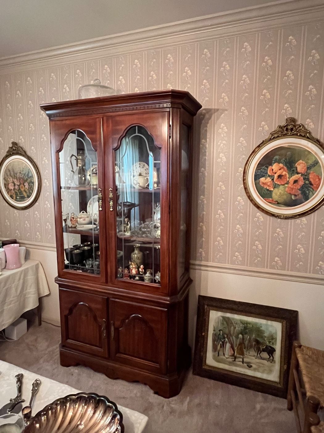 Beautiful lighted cherry hutch