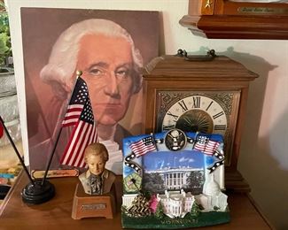 Set of President prints and clocks