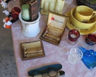 Antique eyeglasses & razors