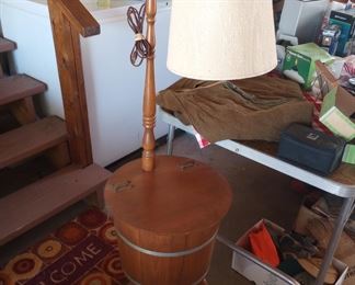 Cool vintage floor lamp with table & storage 