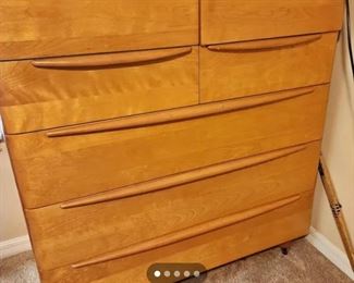 full bed, two dressers, two night stans and mirror