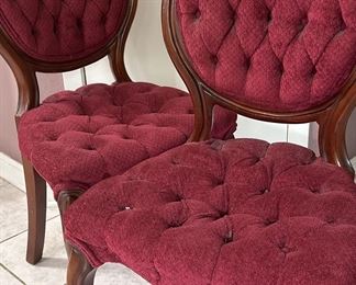 Antique tufted parlor chairs