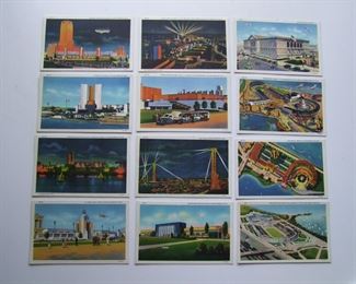 Lot 034   1933 27 Colored postcards for the Chicago Exposition including important buildings and displays. Cond:  25 cards are mint,  2 are post marked and have been mailed.  Est. $75-125.  