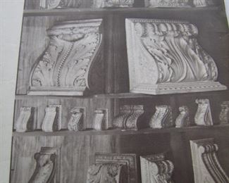 Lot 062   C/1910 Collection of 36 Large Format Albumen Photos of Plaster Architectural details including moldings, ceiling medallions, frieze decorations, mantle reliefs for homes and commercial properties.  These photos are very detailed with sizes and profiles, all loose, 8 3/4" x 10 1/2" h.  Cond:  Minor wear overall, possibly missing a cover sheet w/back cover having chipping and losses.       Est. $50-70.