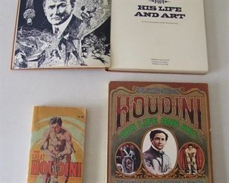 Lot 109    3 books on Houdini including 2-1976 hardbound and soft cover “Houdini, His Life & Art”, 190 pages, 8 1/4" x 11".   1951 “The Great Houdini” by Williams & Epstein (paperback), 275 pages, 4" x 7".  Cond:  All have minor wear.  Est. $50-80.