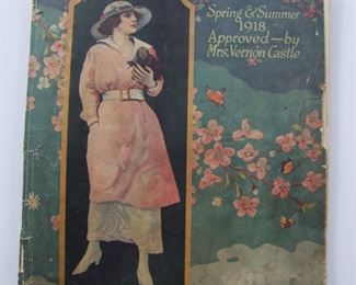 Lot 142    1918 "Philipsborn" Spring and Summer Fashion Catalog, 230 pages.  Mostly B&W with some color sections, the Front and back cover has some chipping and losses.  This was a mail order only company with WWI references throughout, 8 1/4" x 11" h.         Cond:  Moderate wear to the cover with some chipping and small losses at the corners.  Est. $40-50.