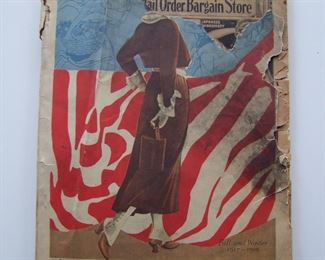 Lot 141   1917/18 "Philipsborn" Fall and Winter Fashion Catalog, 236 pages. Mostly B&W with color sections throughout, 8 1/4" x 11" h.  Cond:  The cover has severe wear and is missing 15% of the top section.  Est. $30-40.