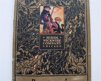 Lot 143   1919/20 "Hirsh Wickwire Co." Fall and Winter Clothes Catalog, 20 pages.  Sepia printing with color cover, produced for the Baumgartner's Store in Detroit, mostly Men's Fashions, 5 1/4" x 7 3/4" h.  Cond: Minor wear overall,  Est. $30-50.