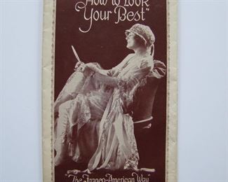 Lot 147    1925 "Franco-American" Beauty Brochure/Catalog, Sepia printed.  Shows entire packaged products for hair, face and personal hygiene. these were direct sales products.  4" x 7 1/2" folds out to 16" x 22" h.     Cond:  Minor wear overall.    Est. $25-35.