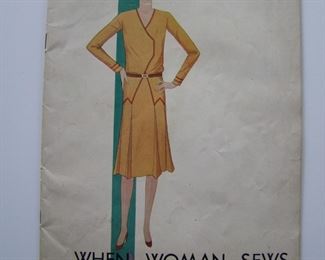 Lot 149    1930 "Warren Featherbone Co.", Three Oaks, Michigan catalog of sewing supplies for fashionable clothing, 22 pages, mostly full color, 7" x 10" h.   Cond:  Minor wear overall.    Est. $30-40.